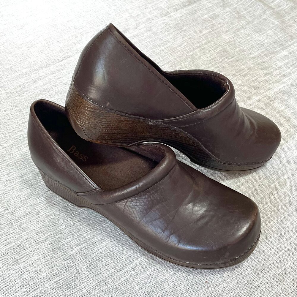 Brown Leather Bass Clogs Women's Size 10M
